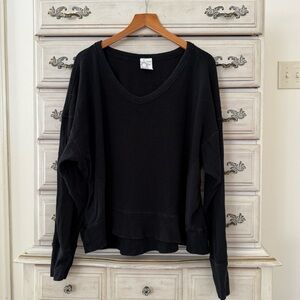 Aerie Offline Black Waffle Thermal Top